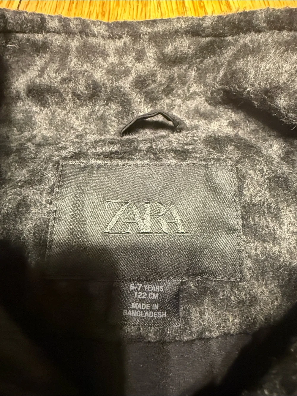 Zara Girls Charcoal Leopard Zip-Up Jacket- 6/7 Years